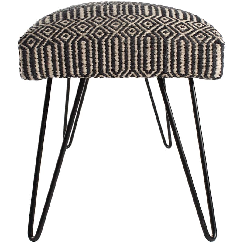Amaye Mid-Century Modern Cotton and Metal Bench - 18"H x 48"W x 16"D