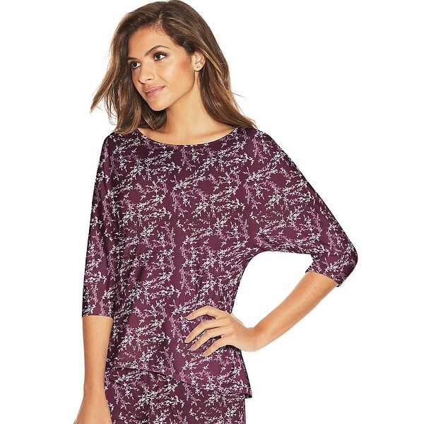 Maidenform Dolman Sleeve Lounge Top - Color - Purple Foil Floral - Size - L