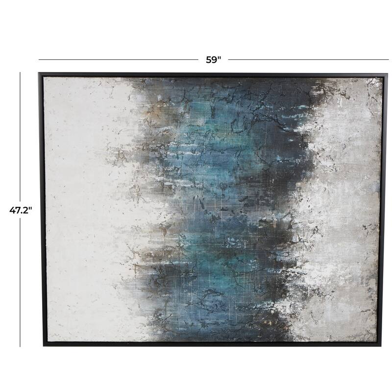 Silver Canvas Silver Embellishments Geometric Living Room Framed Wall Art with Black Frame