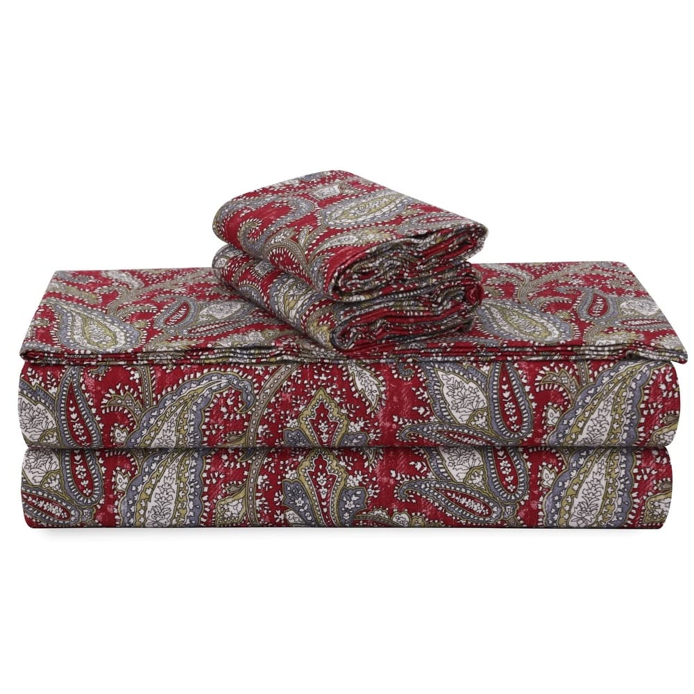 Portuguese Printed Cotton Flannel Extra Deep Pocket Sheet Set