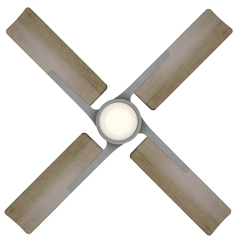Cervantes 56 Inch Four Blade Indoor / Outdoor Smart Ceiling Fan with Six Speed DC Motor and LED Light.