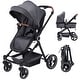 preview thumbnail 1 of 13, 2 In 1 High Landscape Infant Baby Stroller - N/A Dark Grey