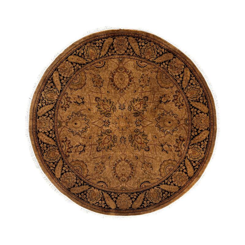 Overdyed One-of-a-Kind Hand-Knotted Round Area Rug - Gold - 4' 1" x 4' 1"