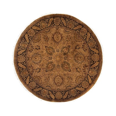 Overdyed One-of-a-Kind Hand-Knotted Round Area Rug - Gold - 4' 1" x 4' 1"