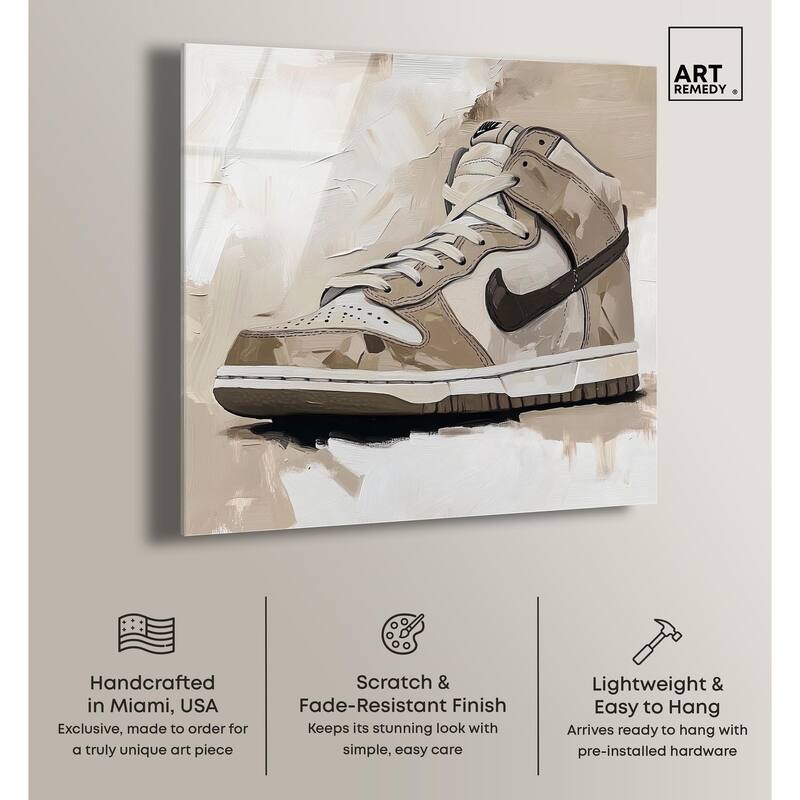 Light Tans Sneaker Acrylic by Art Remedy, Ready to Hang