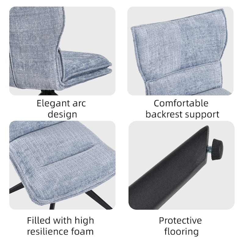 Modern Upholstered Swivel Dining Chairs Accent Side Chairs with Metal Legs