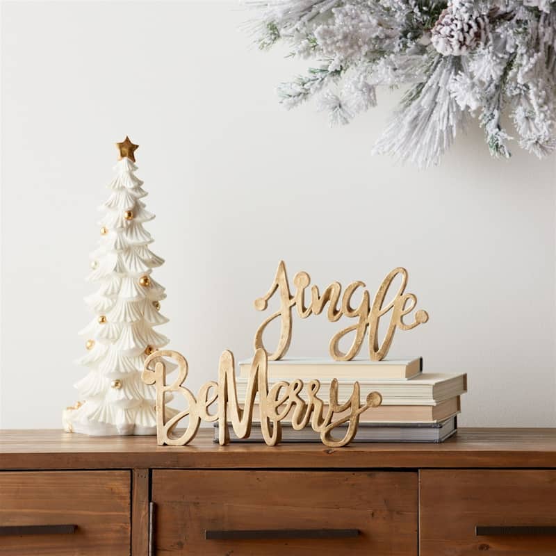 Be Merry and Jingle Christmas Signs - 12" - Set of 4