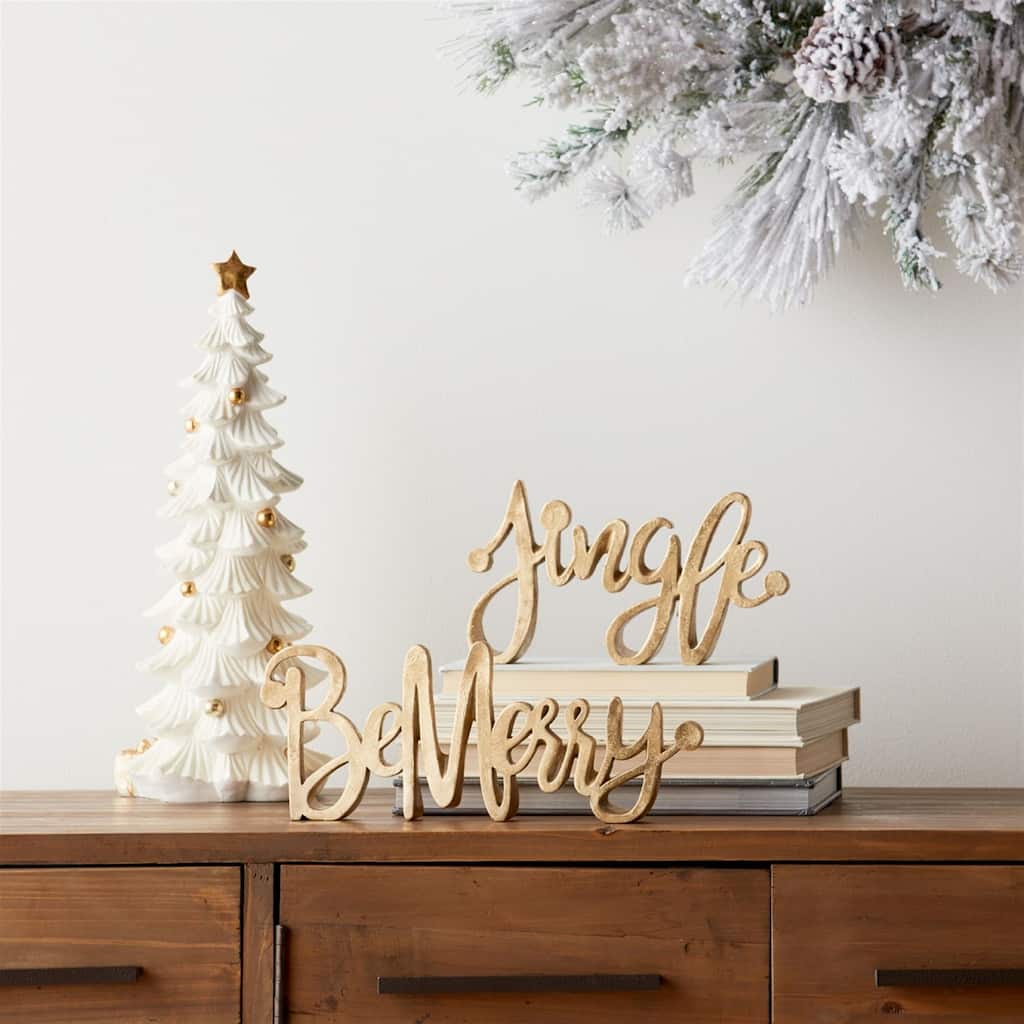 Be Merry and Jingle Christmas Signs - 12" - Set of 4