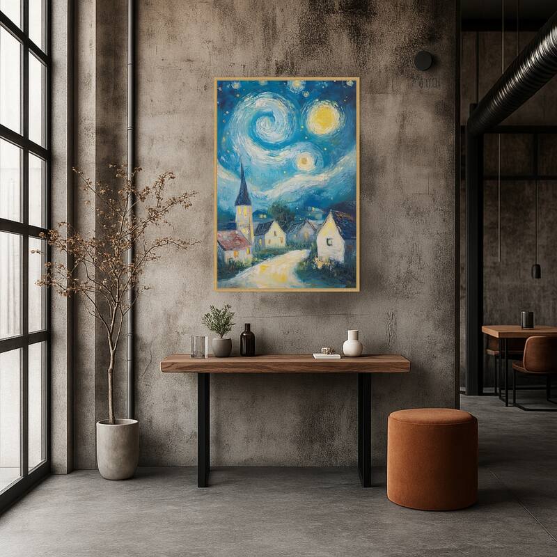Swirling Night Sky by Tradelink inhouse artist Framed Canvas Wall Art Print