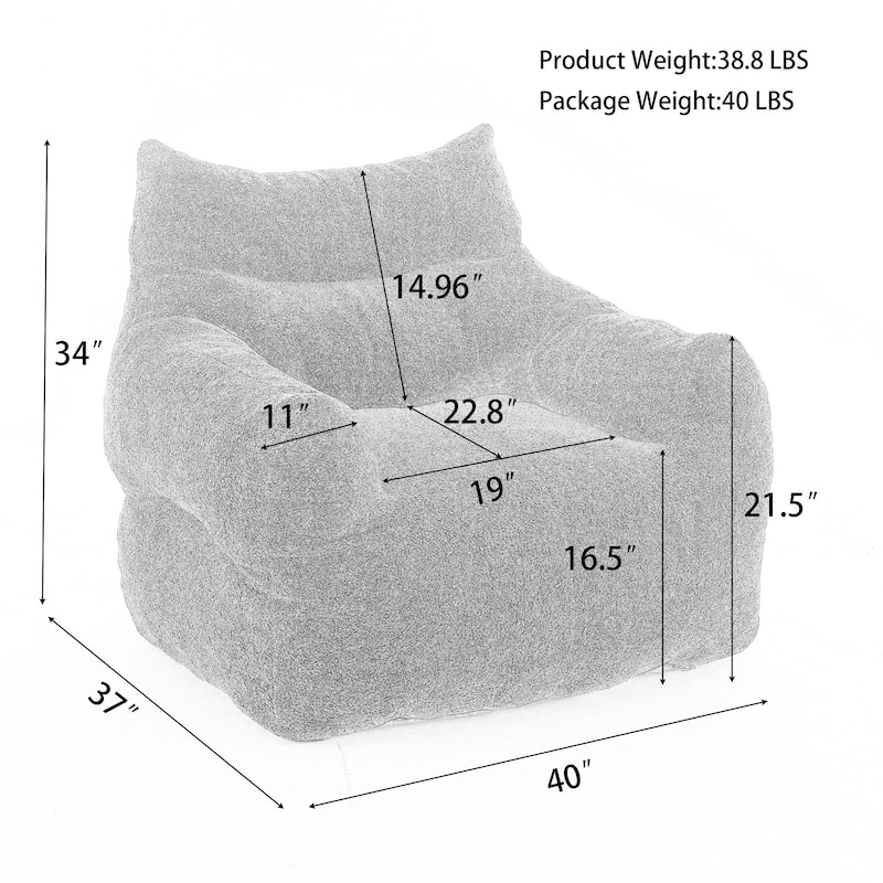 Modern 37" Upholstered Chaise Loungel Chair with High Quality Memory Sponge Filled