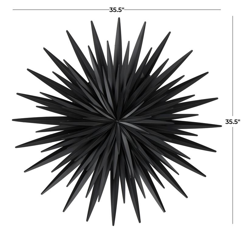 Black Metal Large Layered 3D Sunburst Wall Decor