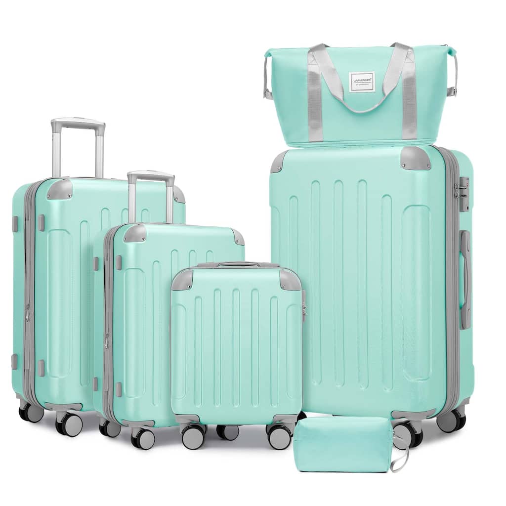 6-Piece Modern Luggage Sets, Expandable Luggage with Travel Bag, TSA Lock and Spinner Wheels, for Boarding Travel, Mint Green