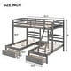 preview thumbnail 10 of 16, Bunk Bed,Triple Bunk Bed with Drawers, Gray