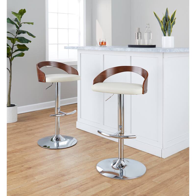 Grotto Adjustable Barstool with Chrome Base- Set Of 3