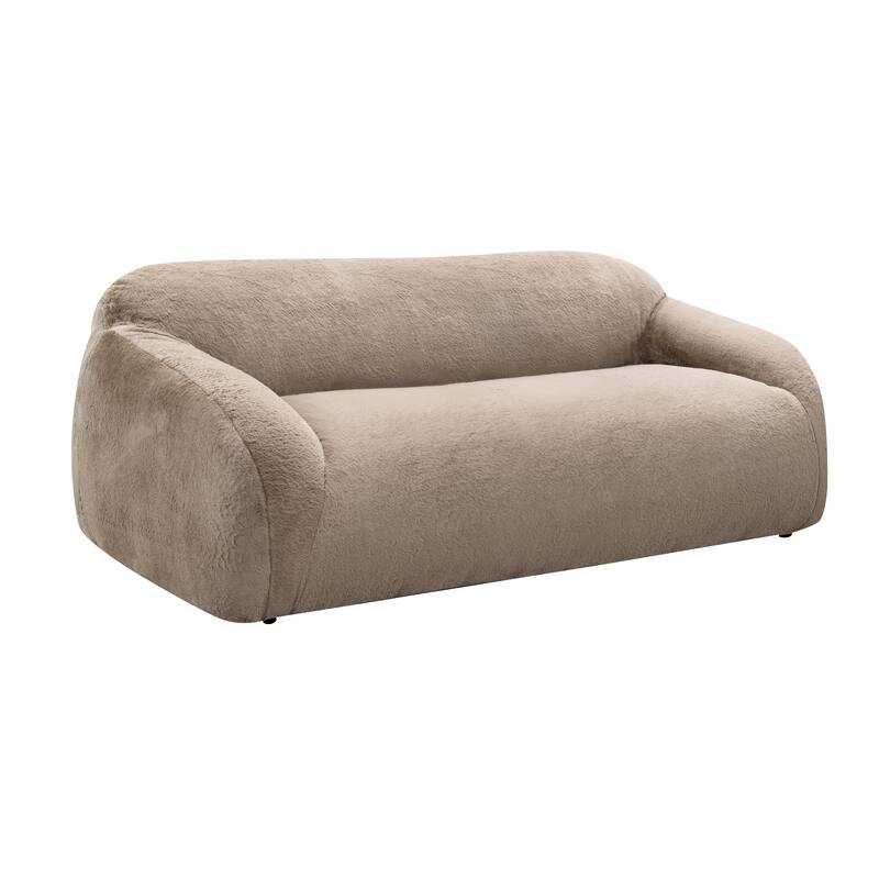 Roundhill Furniture Adell Polar Bear Faux Fur Upholstered Sofa