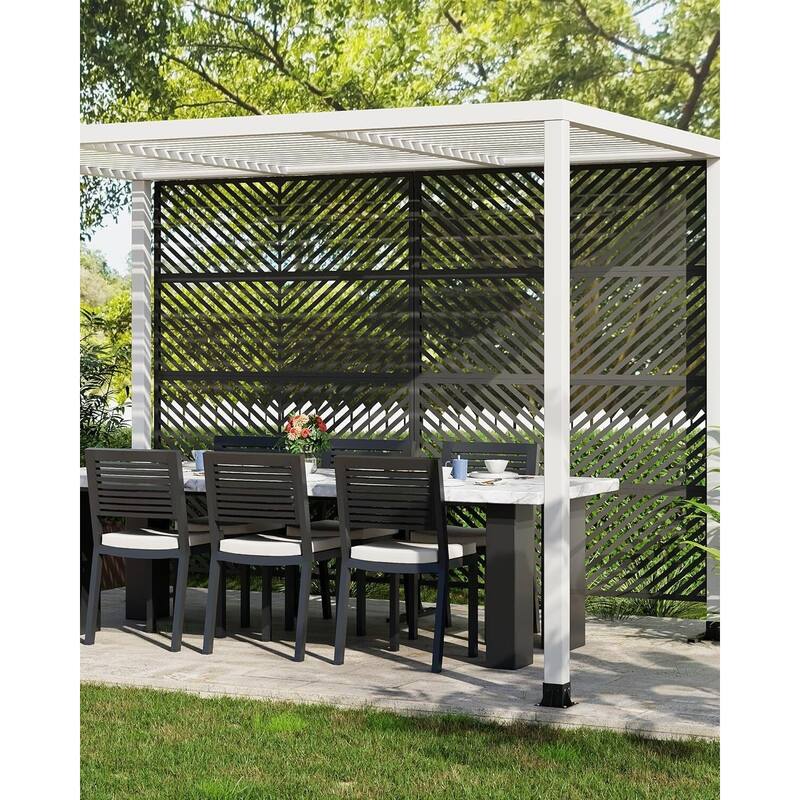 72 in H x 47 in W Metal Privacy Screen 4-Panel Freestanding Fence for Backyard Patio or Deck
