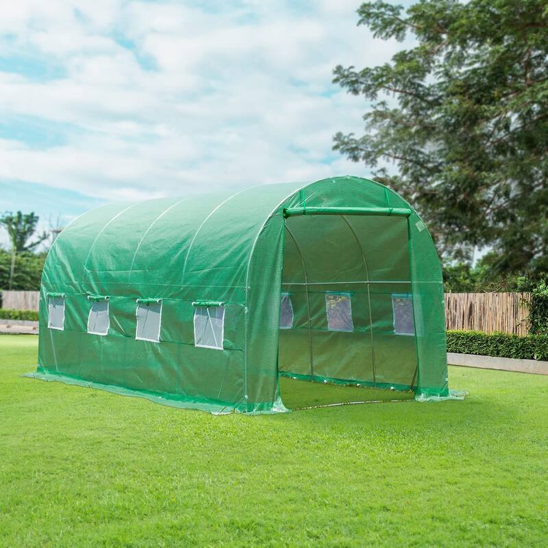 EROMMY Large Walk-in Greenhouse, Portable Greenhouse with 2 Roll-up Zippered Doors&20 Screen Windows, Tunnel Garden Plant