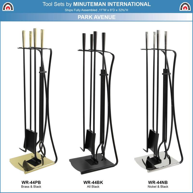Achla Designs Modern Park Avenue Fireplace Set of 4 Tools, 32.5 Inch Tall
