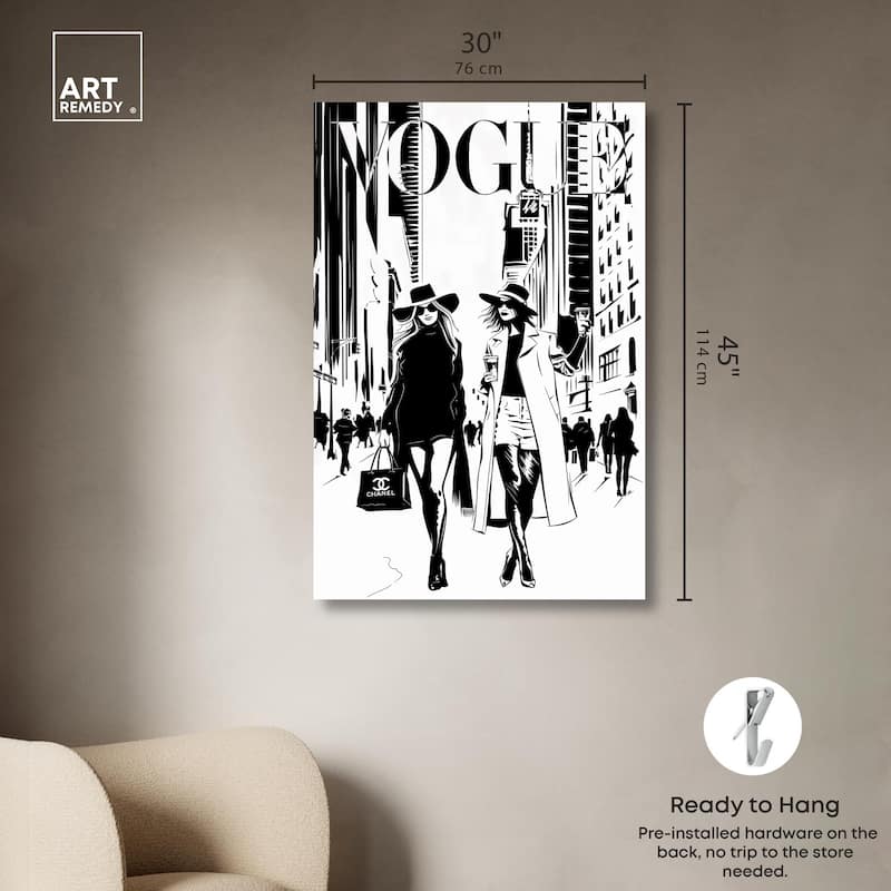 Shopping Gals Cover Canvas by Art Remedy, Gallery Wrapped
