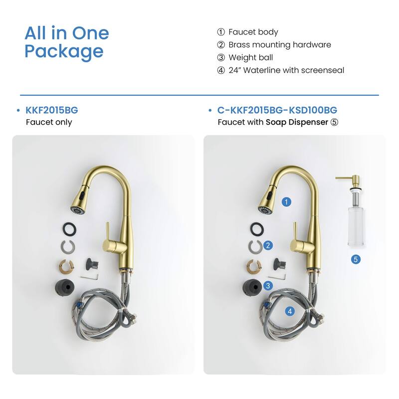 Bari Single Handle Pull Down Kitchen & Bar Sink Faucet