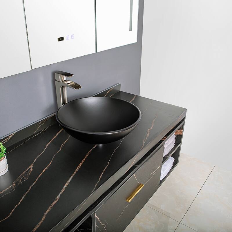 Vinnova Glass Circular Vessel Bathroom Sink without Faucet