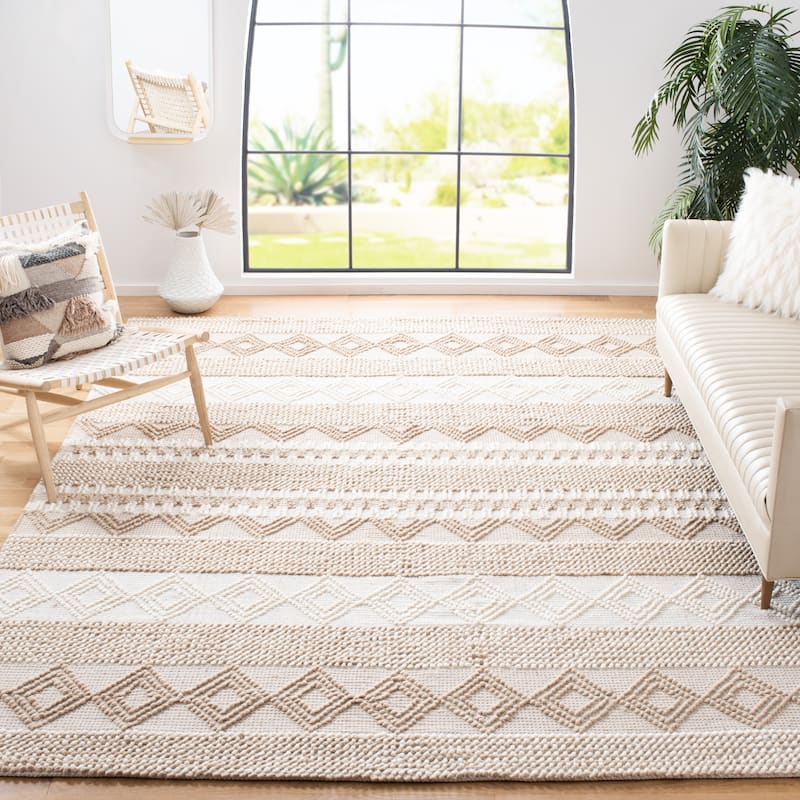 SAFAVIEH Handmade Natura Annedorte Wool Rug - 12' x 18' - Beige/Ivory - Rectangle