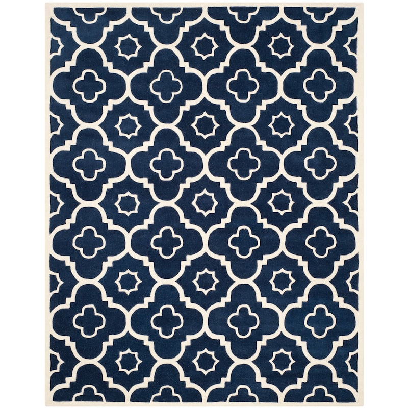 SAFAVIEH Handmade Chatham Franziska Modern Wool Rug - 8' x 10' - Dark Blue/Ivory