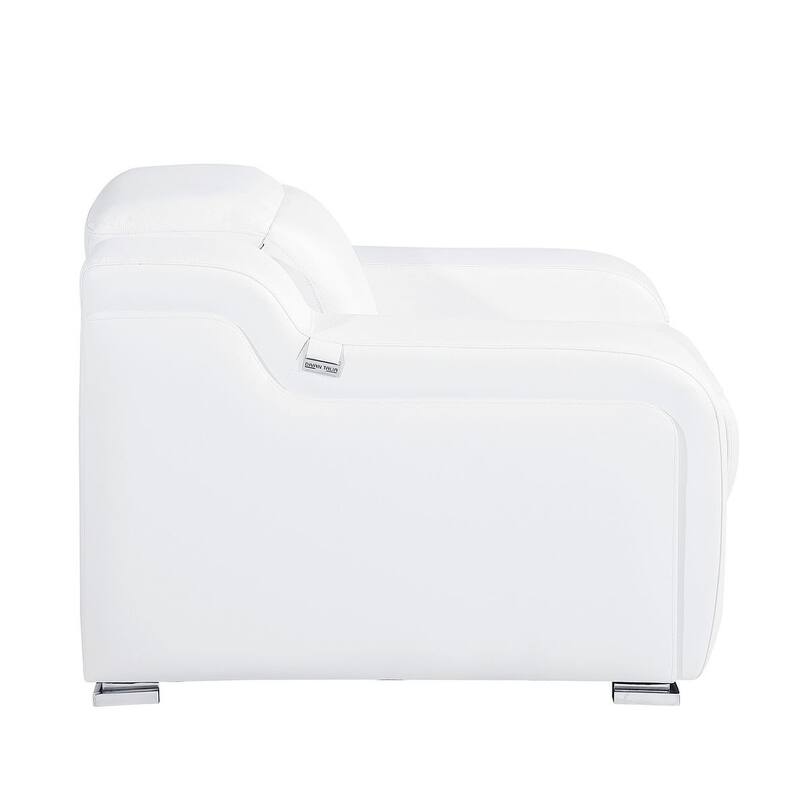 HomeRoots 41" White Italian Leather Wall Hugger Recliner With USB