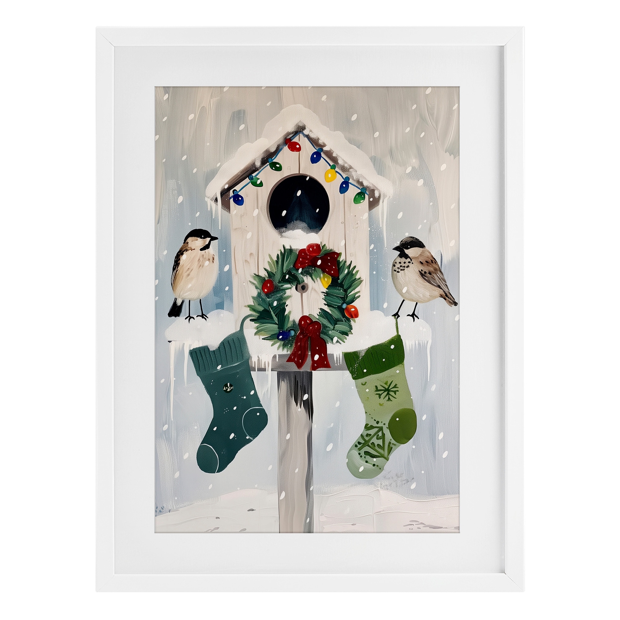 Stupell Festive Christmas Birdhouse Under Glass Framed Design By Arlington Prints