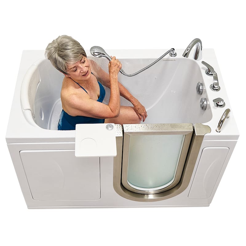 Ella Petite 28"x52" Acrylic Walk-In Bathtub with Inward Swing Door, 5 Piece Fast Fill Faucet, 2" Dual Drain