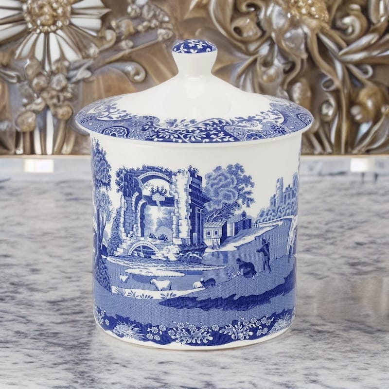 Spode Blue Italian Storage Jar - 7.5 Inch
