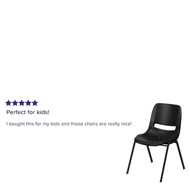 5 Pack 880 lb. Capacity Ergonomic Shell Stack Chair with Metal Frame - 23.5"D x 19.25"W x 32"H