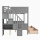 preview thumbnail 2 of 30, Twin over Full Wood Bunk Bed with Shelfs, Storage Staircase and Drawers