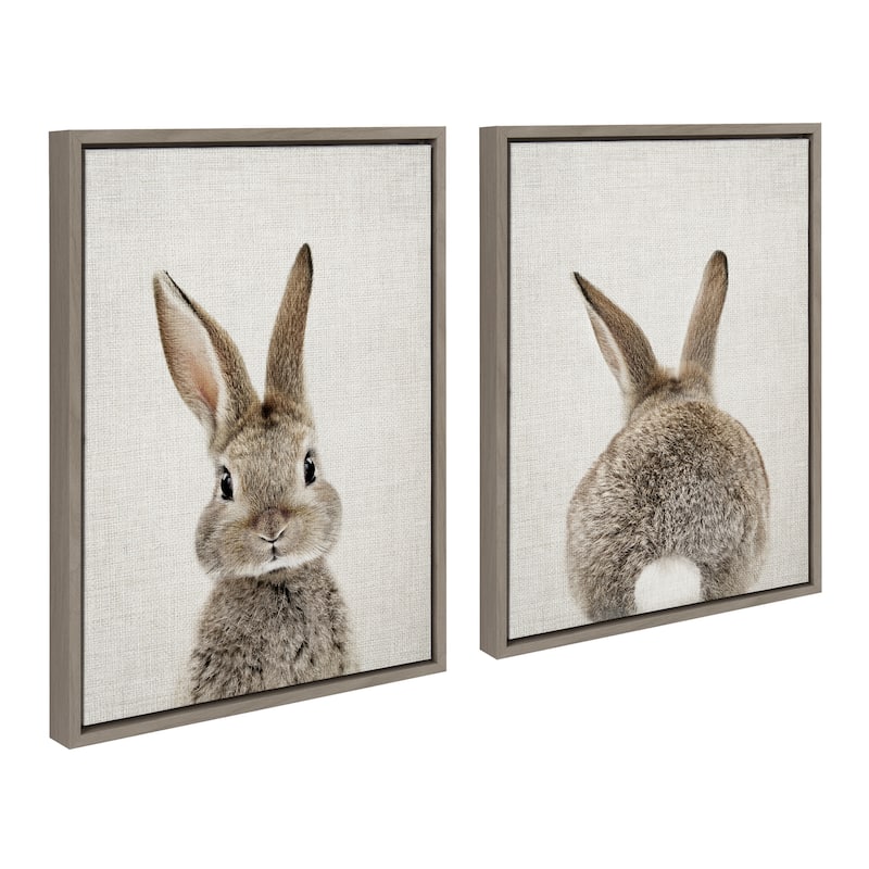 Kate and Laurel Sylvie Bunny Framed Canvas By Amy Peterson - Natural