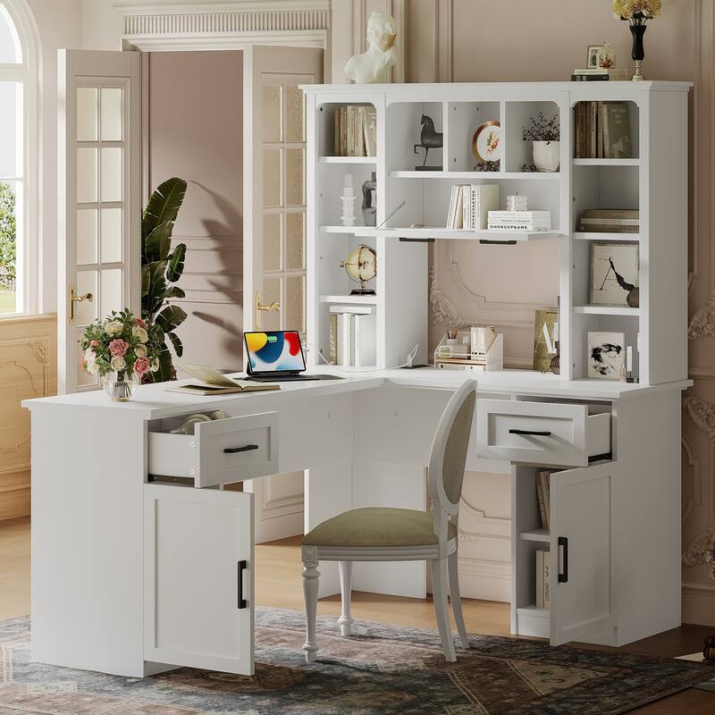 Sun City Computer Desk with a Drawer and Open Storage, White