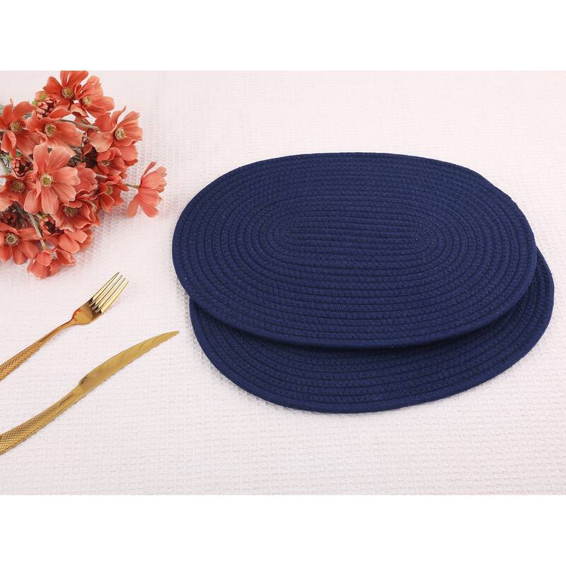 Farmhouse Placemats, 4Pcs Cotton Rope Placemats for Dining Table Decor - 15.5*12in