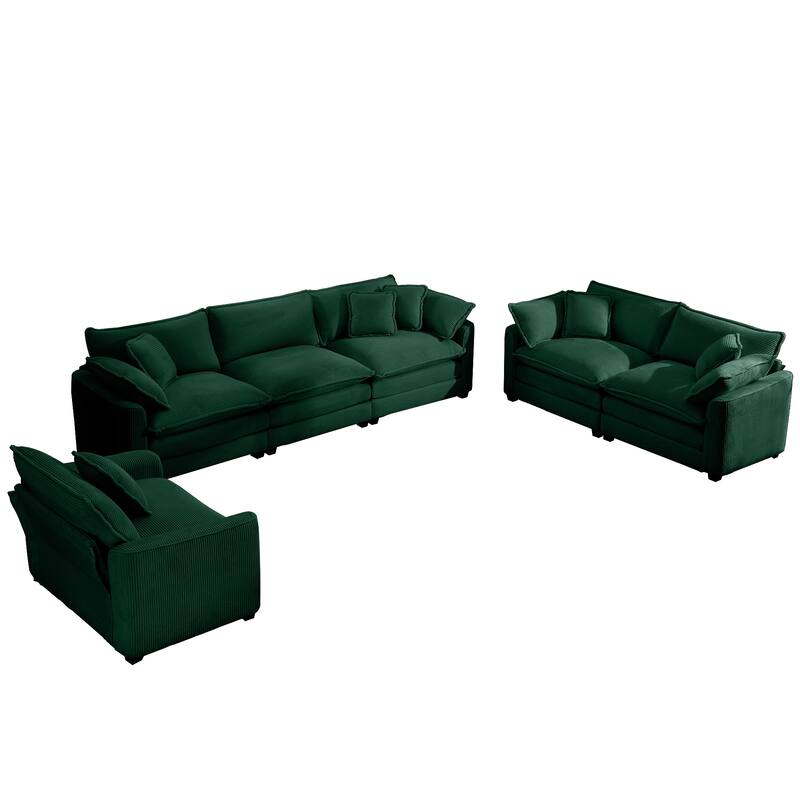Roomfitters 3-Piece Modular Corduroy Sofa Set, Oversized Deep Seat Sectional with Memory Foam