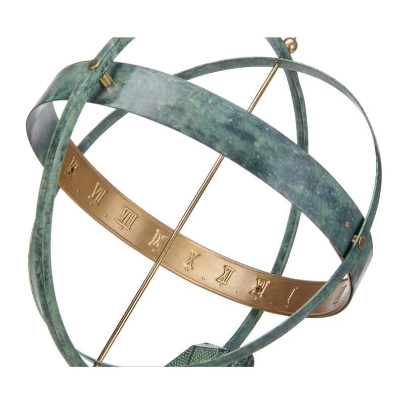 28" Verdigris Atlas Armillary Sundial with Brass Accents by Good Directions