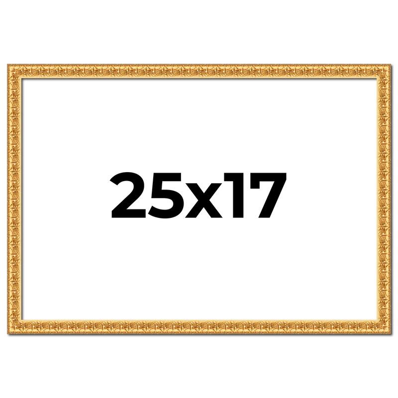 25x17 Frame Gold Real Wood Picture Frame Width 1 inches | Interior