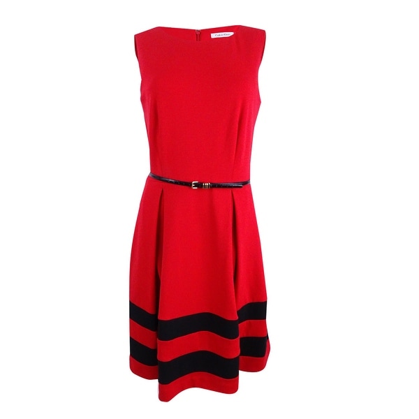 calvin klein red and black dress