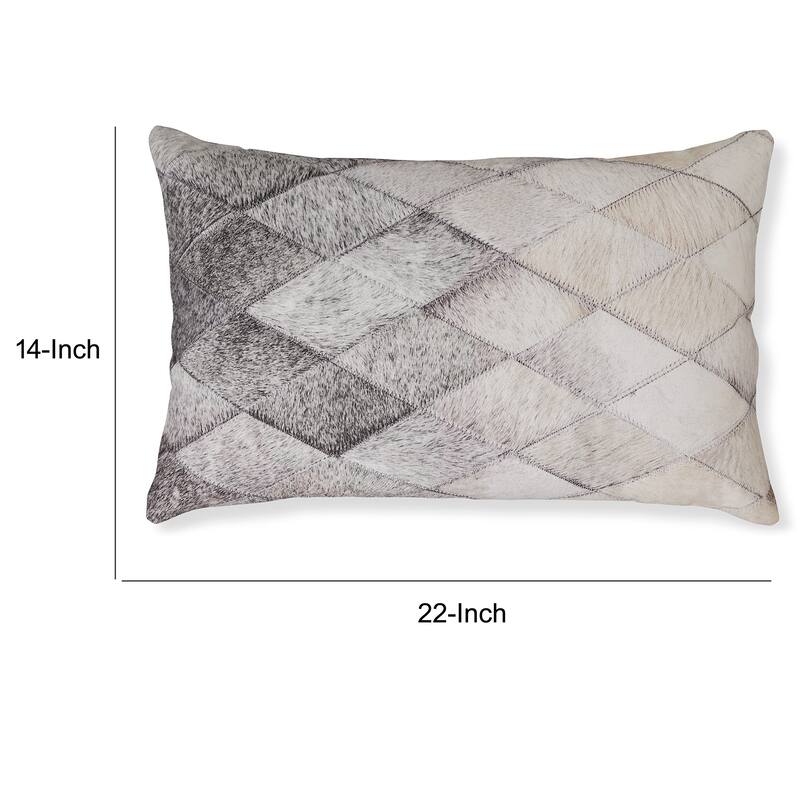 Lumbar Throw Pillow Set of 4, 14 x 22 Diamond Pattern, Gray and White Blend