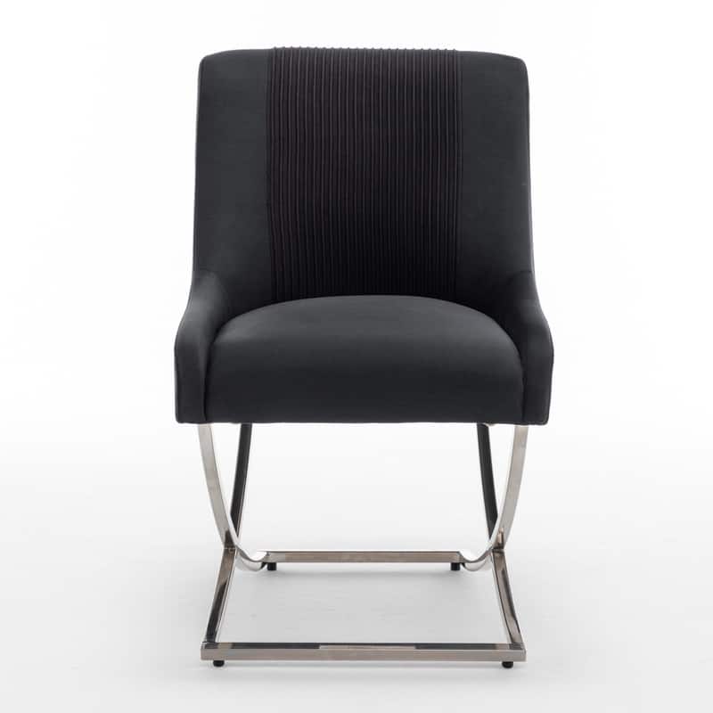 Modern Contempoary Velvet Dining Chair Set of 4 with Metal Frame Legs and Back Pull