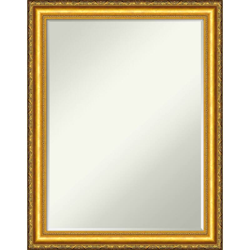 Petite Bevel Wood Bathroom Wall Mirror - Colonial Embossed Gold Frame - Colonial Embossed Gold - 22 x 28 in