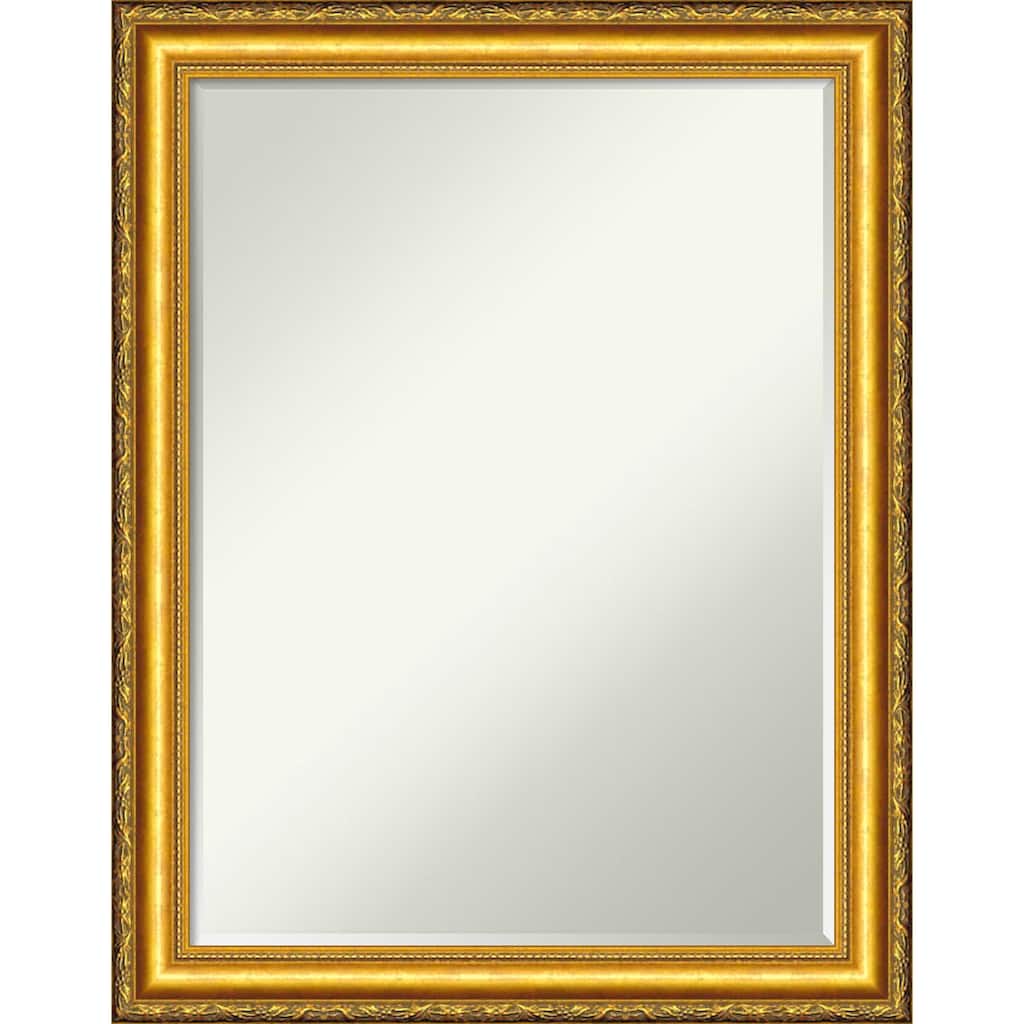 Petite Bevel Wood Bathroom Wall Mirror - Colonial Embossed Gold Frame - Colonial Embossed Gold - 22 x 28 in