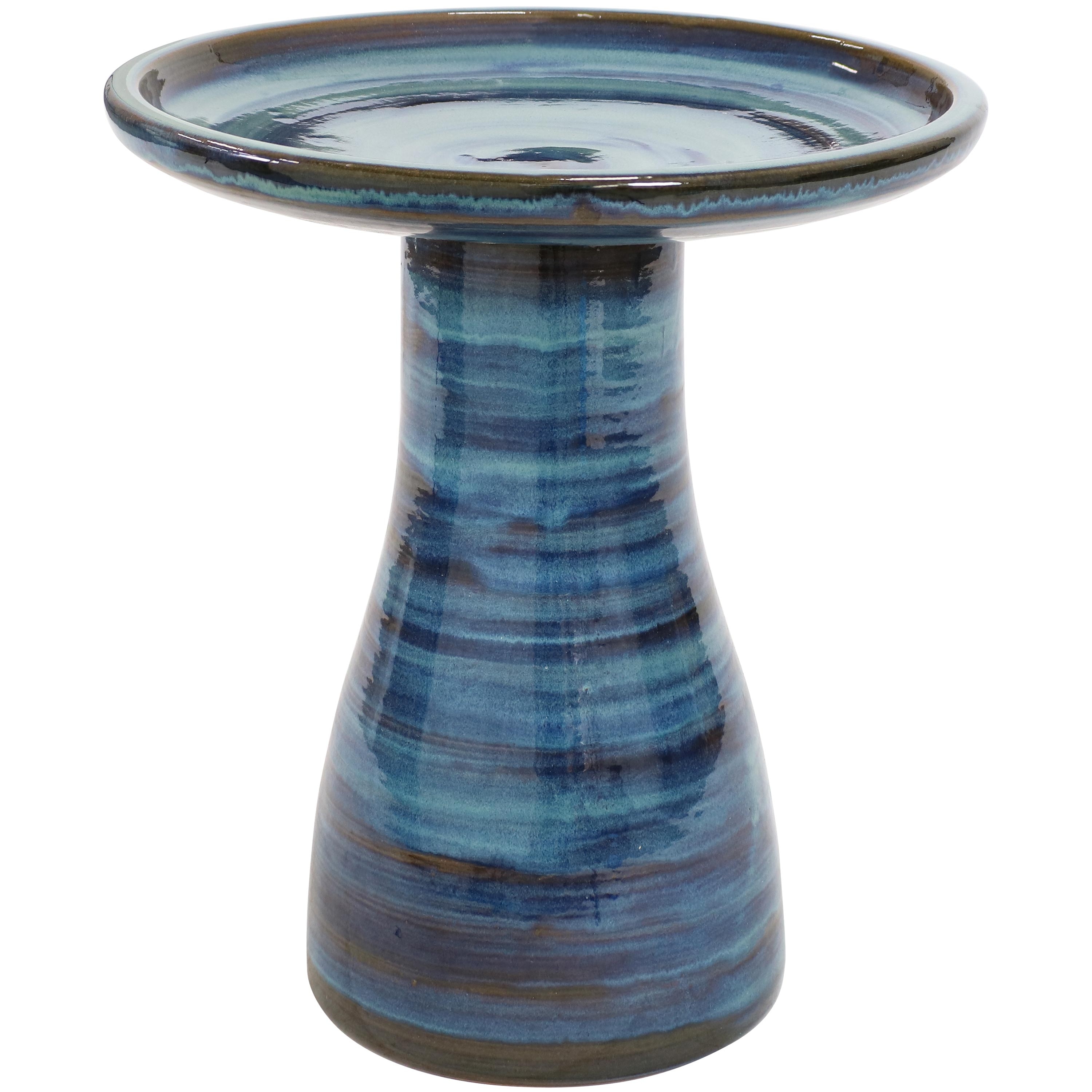 Sunnydaze Glazed Ceramic Outdoor Bird Bath - 18" - UV/Frost Resistant