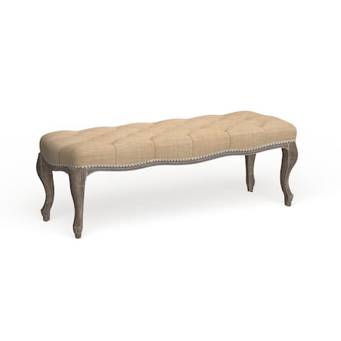 Safavieh Old World Limoux Grey Carved Oak Bench - 52.4" x 17.7" x 17.5"