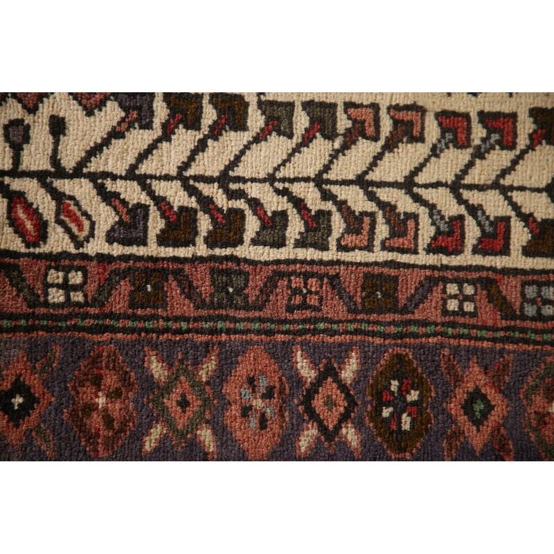 Geometric Heriz Persian Vintage Runner Rug Handmade Wool Carpet - 3'1"x 10'8"