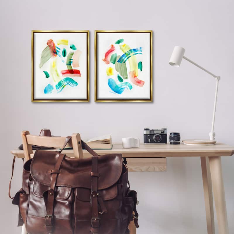 Stupell Macarana Abstract Hues Framed Floater Canvas Wall Art Design By Gemma Bardot (Set of 2)