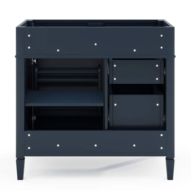 Roomfitters 36" Vanity Base Only, Solid Wood Cabinet with 2 Drawers and Tip-out Tray, Freestanding Bathroom Storage
