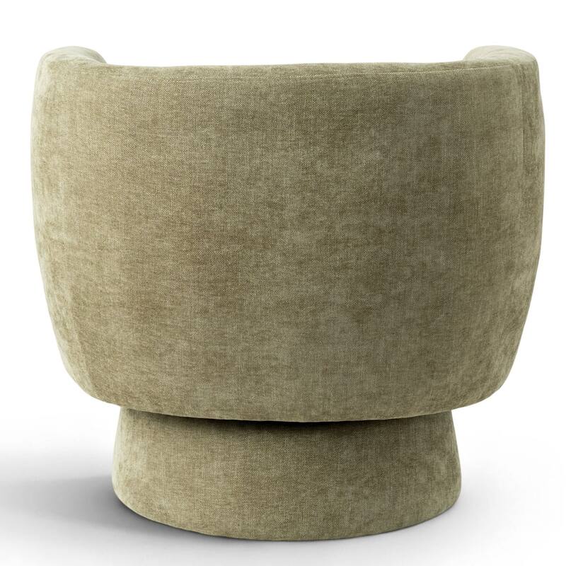 Modern Upholstered Swivel Barrel Accent Chair with Curved Back